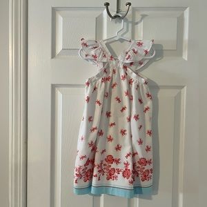White and coral floral janie and jack dress